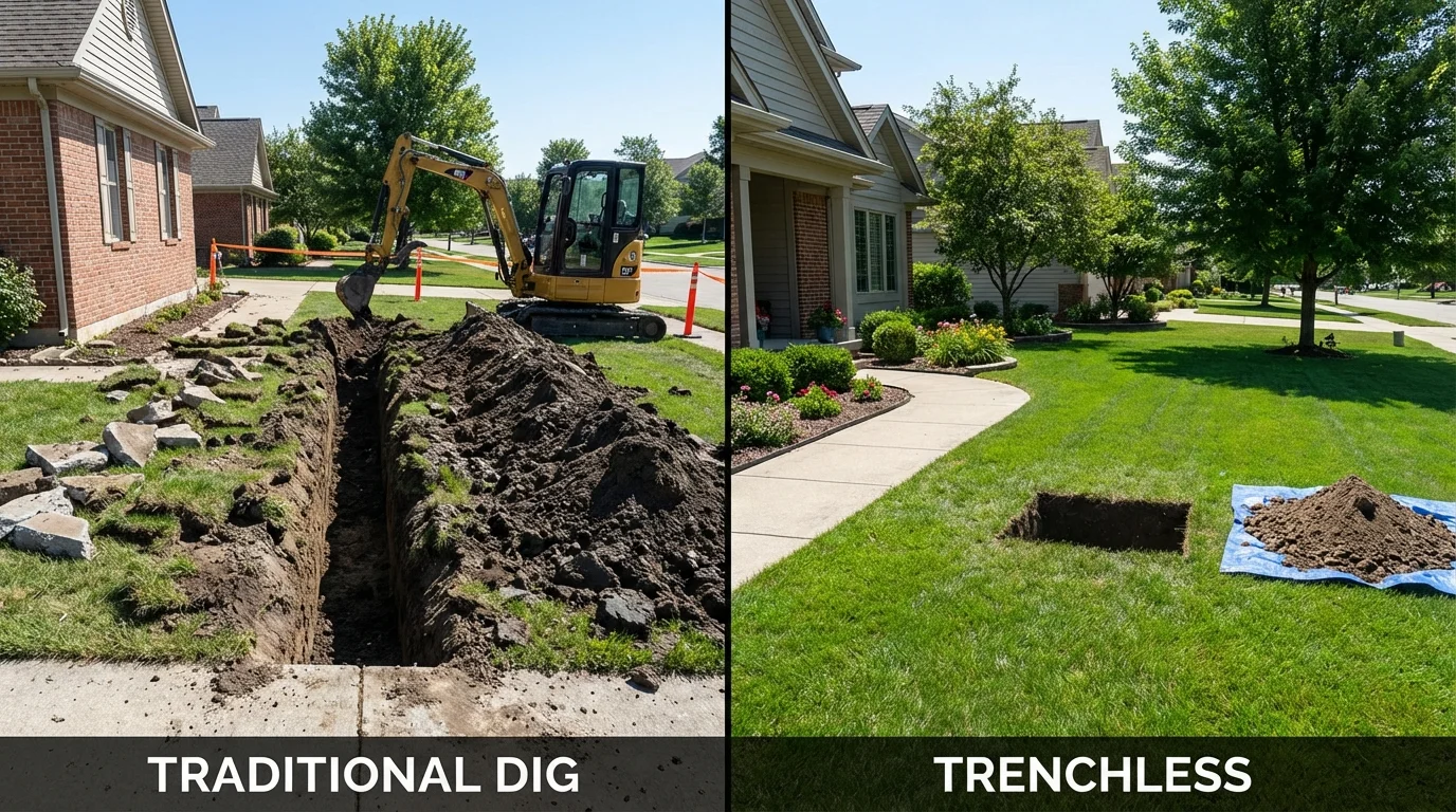 Trenchless sewer repair with minimal yard damage versus traditional excavation in Virginia City, NV